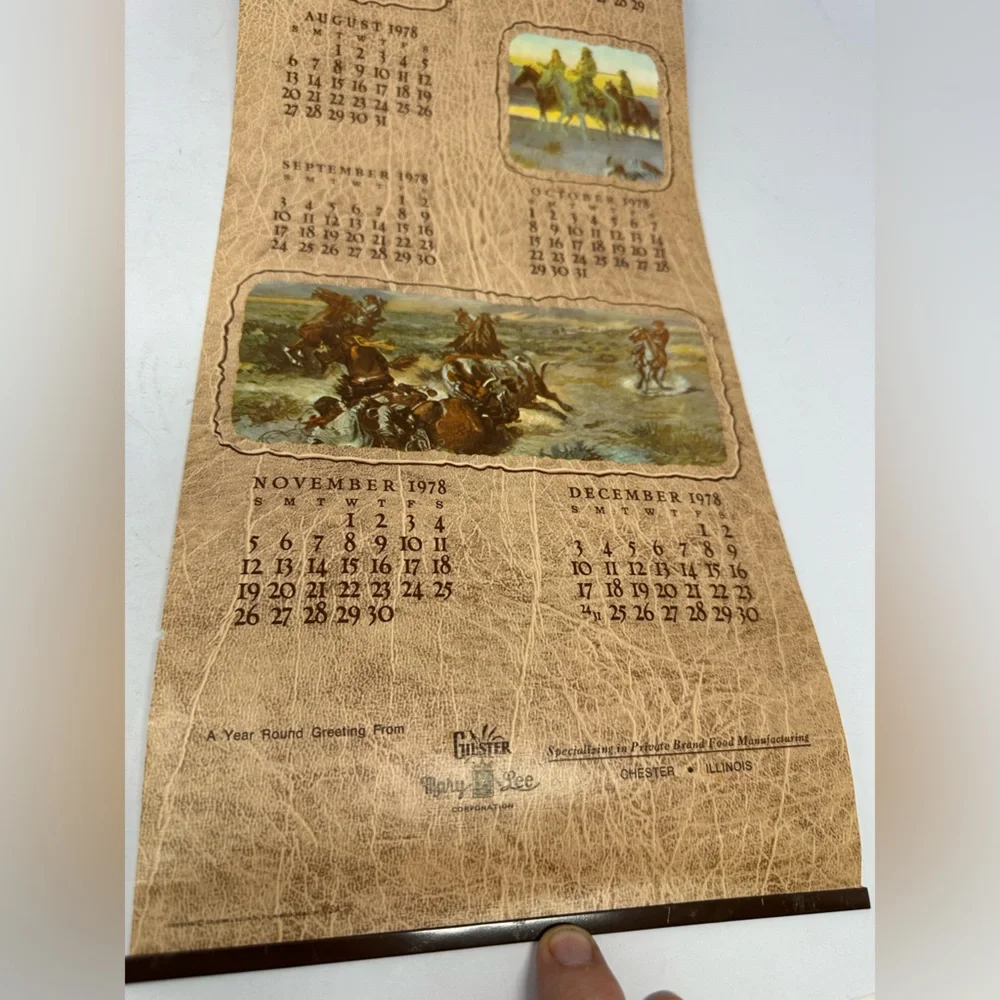 Vintage 1978 Russell The Old West Hanging Advertising Calendar RARE!! W7